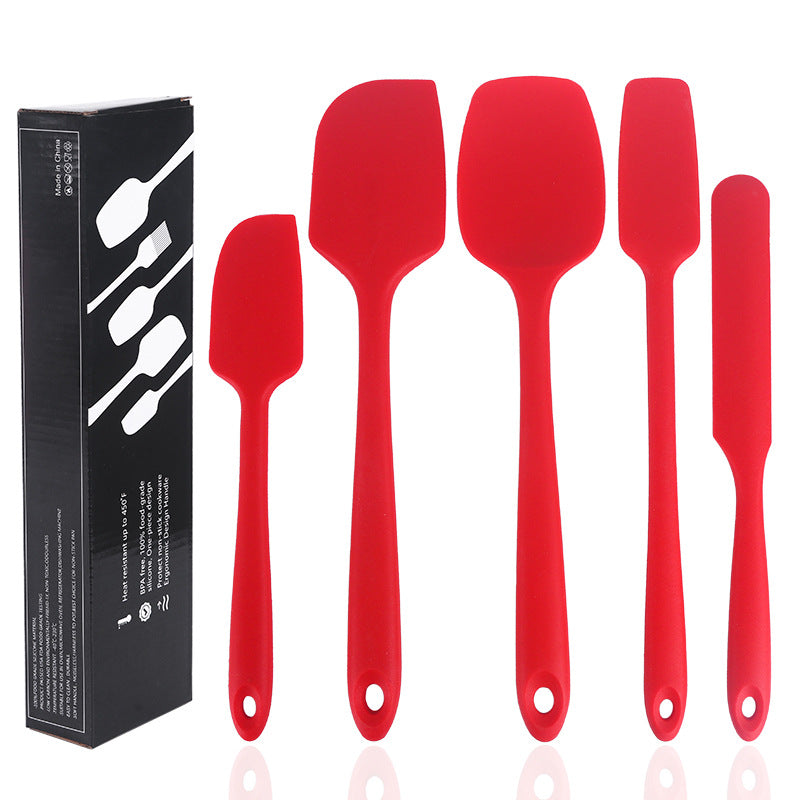 Silicone cream spatula 5 pieces suit silicone spatula integrated cake cream spatula multifunctional baking tool