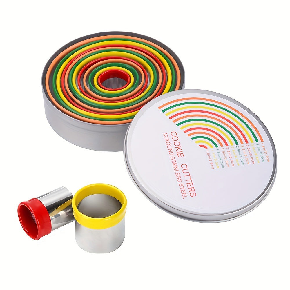 12-piece set curling stainless steel mousse circle round cake mould sugar toast biscuit mould baking tool