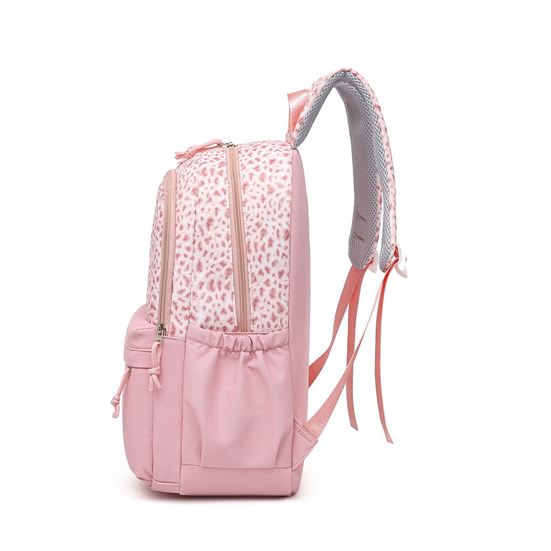 Leopard Print Three-Piece Backpack Set/ Large Capacity, Lightweight Student School Bag, Junior High School Student Set Bag, Pencil Case, Meal Bag