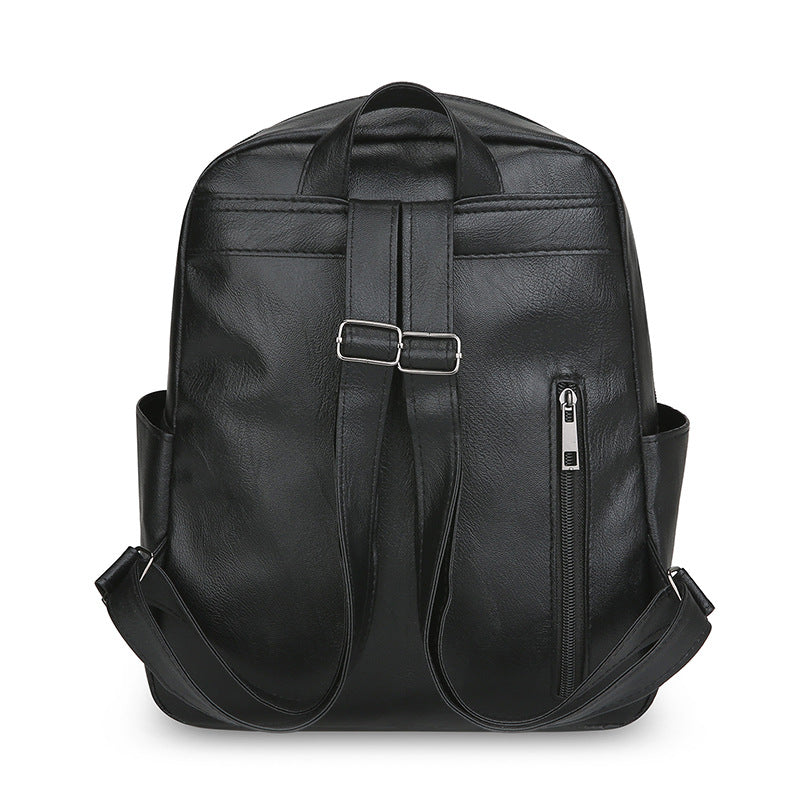 Cross-Border Multi-Purpose Pu Backpack, Casual Large-Capacity Retro Korean Style Fashion Outdoor Versatile Women's Backpack, Simple Design