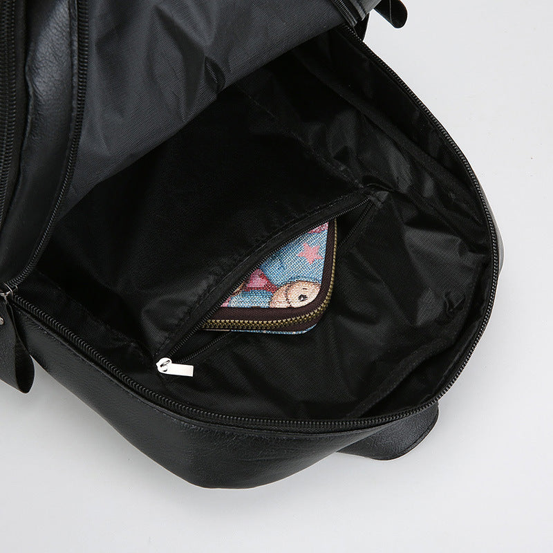 Cross-Border Multi-Purpose Pu Backpack, Casual Large-Capacity Retro Korean Style Fashion Outdoor Versatile Women's Backpack, Simple Design