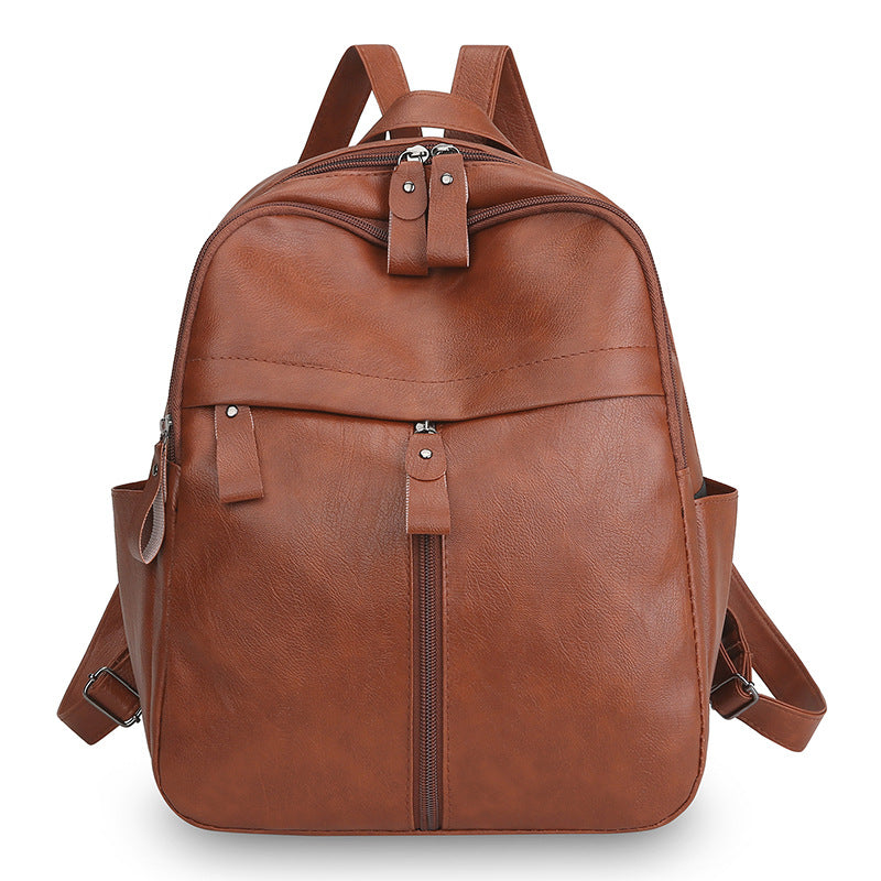 Cross-Border Multi-Purpose Pu Backpack, Casual Large-Capacity Retro Korean Style Fashion Outdoor Versatile Women's Backpack, Simple Design