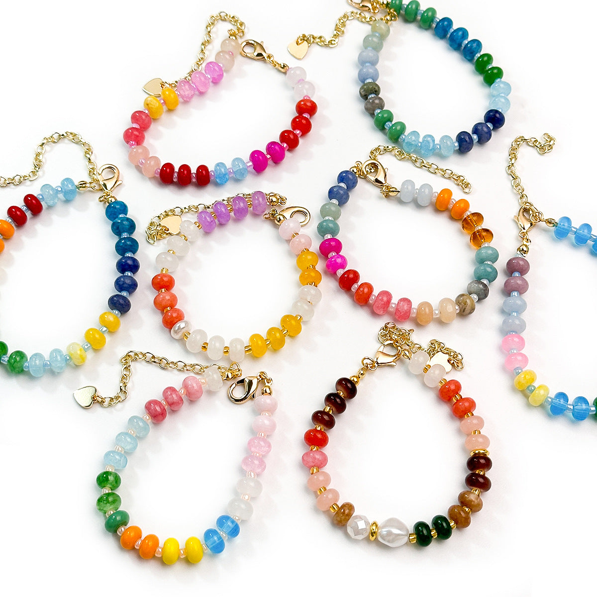 Colorful Natural Stone Beaded Bracelet/Niche Ins-Style Stackable Jewelry, Candy-Colored Versatile Friendship Bracelet
