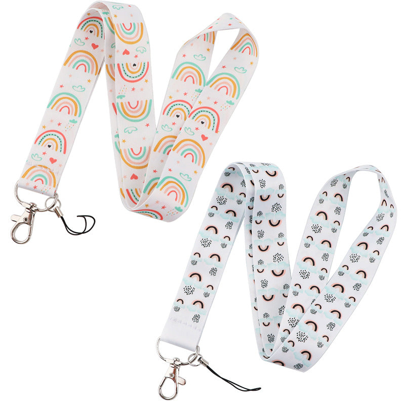 Cartoon Rainbow Series mobile phone lanyard U disk ID card key chain camera neck key chain hanging rope lanyard wholesale