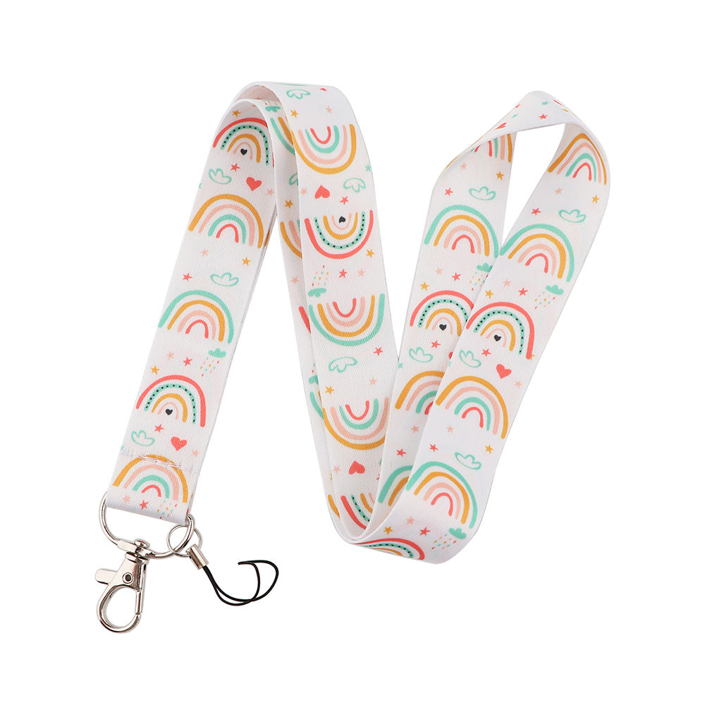 Cartoon Rainbow Series mobile phone lanyard U disk ID card key chain camera neck key chain hanging rope lanyard wholesale