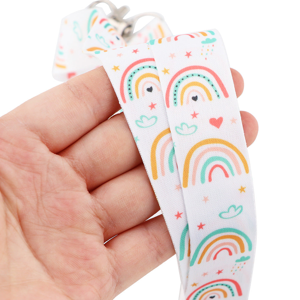 Cartoon Rainbow Series mobile phone lanyard U disk ID card key chain camera neck key chain hanging rope lanyard wholesale