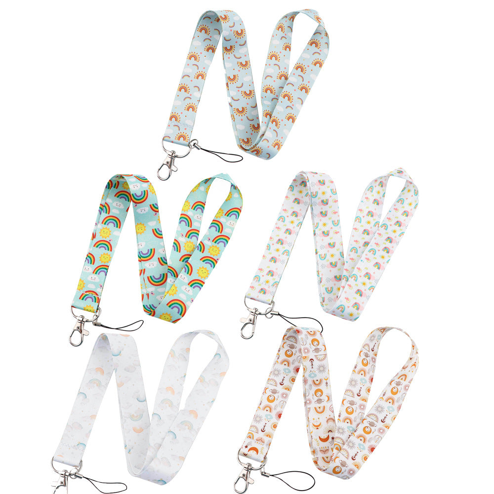 Set of 5 Pcs Bohemian Rainbow Series Mobile Phone Lanyard Card Case U Disk ID Card Camera Key Anti-lost  Lanyards