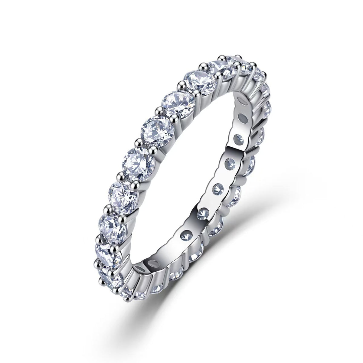S925 Silver Moissanite Ring, European and American Fashion Versatile Full-Circle Ring, Eternity Ring, Direct Supply from Manufacturer, in Stock Wholesale