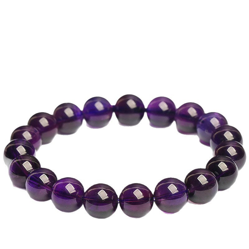 Mingdu Crystal Natural Uruguayan Amethyst Bracelet Deep Purple Amethyst Round Beads Bracelet Loose Beads Wholesale