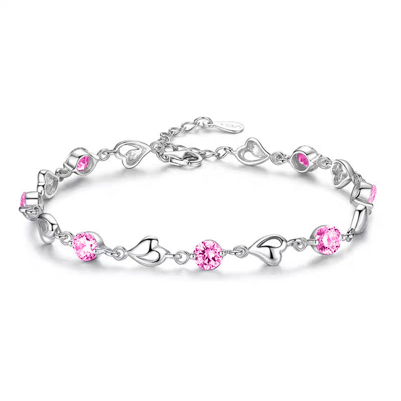 Cross-Border New Heart-Shaped Bracelet for Women, Korean Version, Simple Bestie Student Forest Style Personalized Jewelry, Birthday Gift for Girlfriend