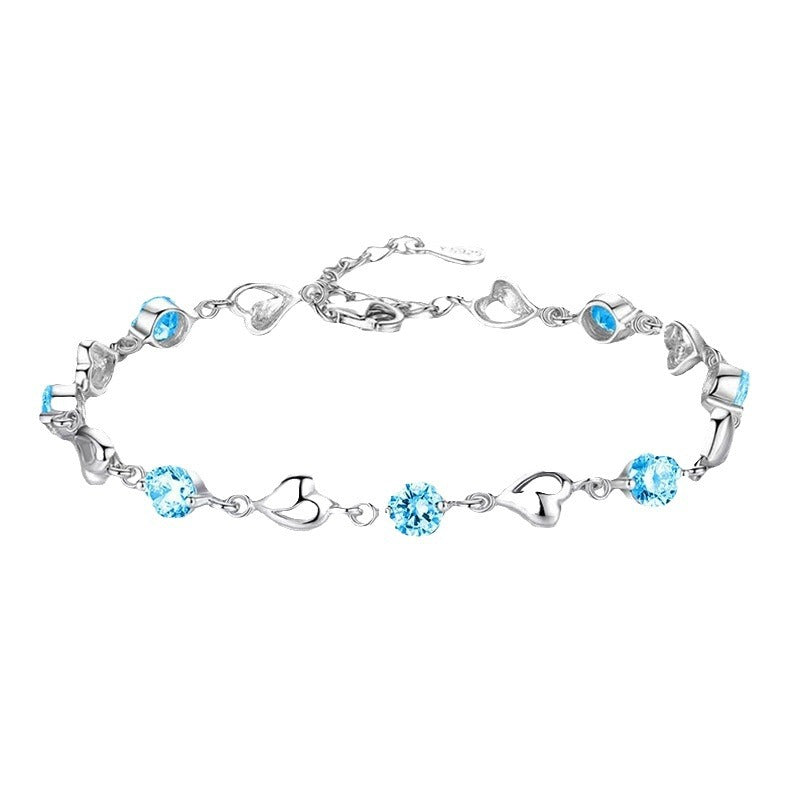 Cross-Border New Heart-Shaped Bracelet for Women, Korean Version, Simple Bestie Student Forest Style Personalized Jewelry, Birthday Gift for Girlfriend
