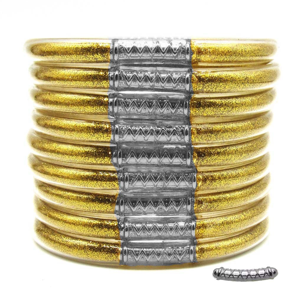 Cross-Border Hot-Selling 9-Layer Pvc Silicone Tube Gold Powder Bracelet Jelly Bangles Women's Bracelet Mixed Batch
