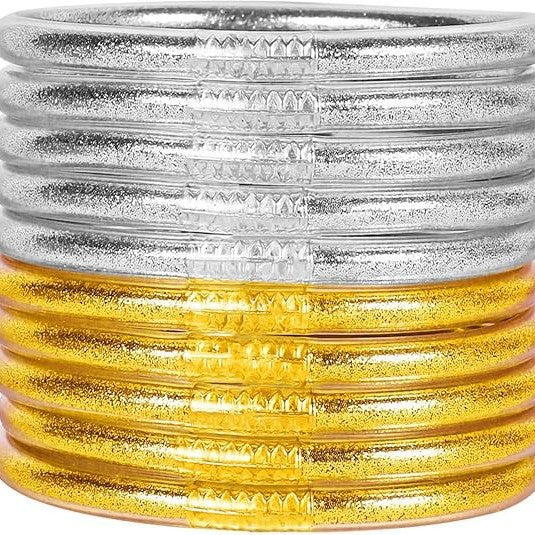 Cross-Border Hot-Selling 9-Layer Pvc Silicone Tube Gold Powder Bracelet Jelly Bangles Women's Bracelet Mixed Batch