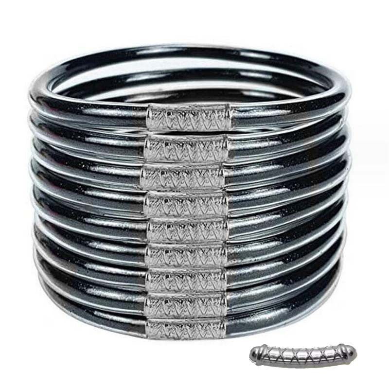 Cross-Border Hot-Selling 9-Layer Pvc Silicone Tube Gold Powder Bracelet Jelly Bangles Women's Bracelet Mixed Batch