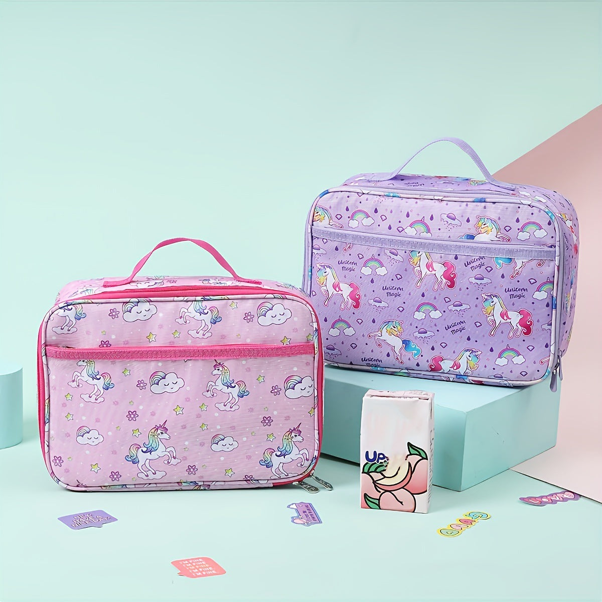 Cartoon Unicorn Shoulder Lunch Bag Children's Portable Lunch Bag Student Ice Bag Outdoor Picnic Insulation Bag