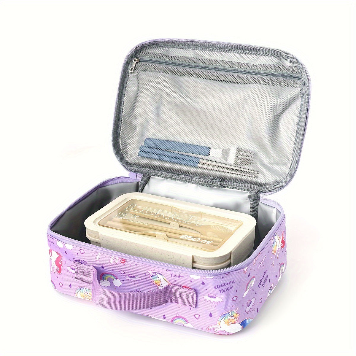 Cartoon Unicorn Shoulder Lunch Bag Children's Portable Lunch Bag Student Ice Bag Outdoor Picnic Insulation Bag