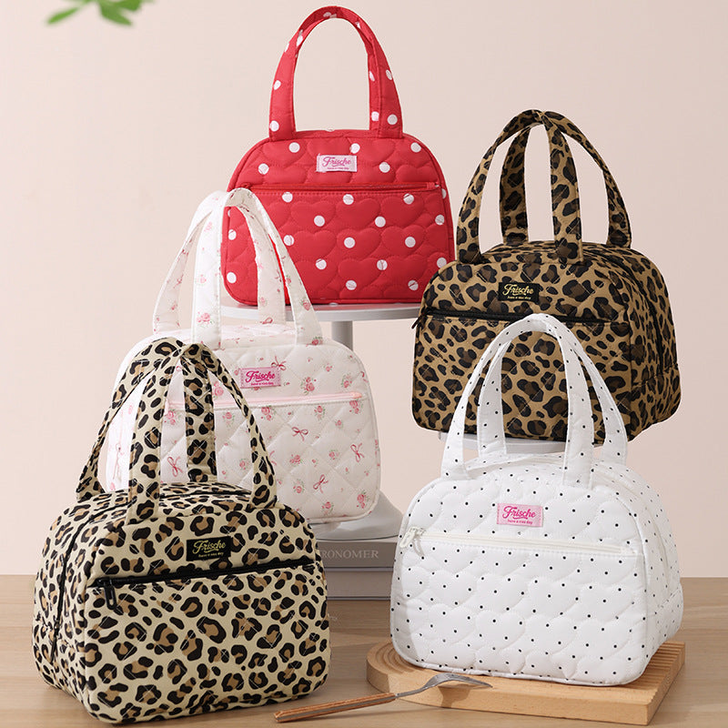 Runhui's New Quilted Semi-Circular Portable Lunch Bag, Student Lunch Box Bag, Lunch Bag for Office Workers, Outdoor Insulated Bag