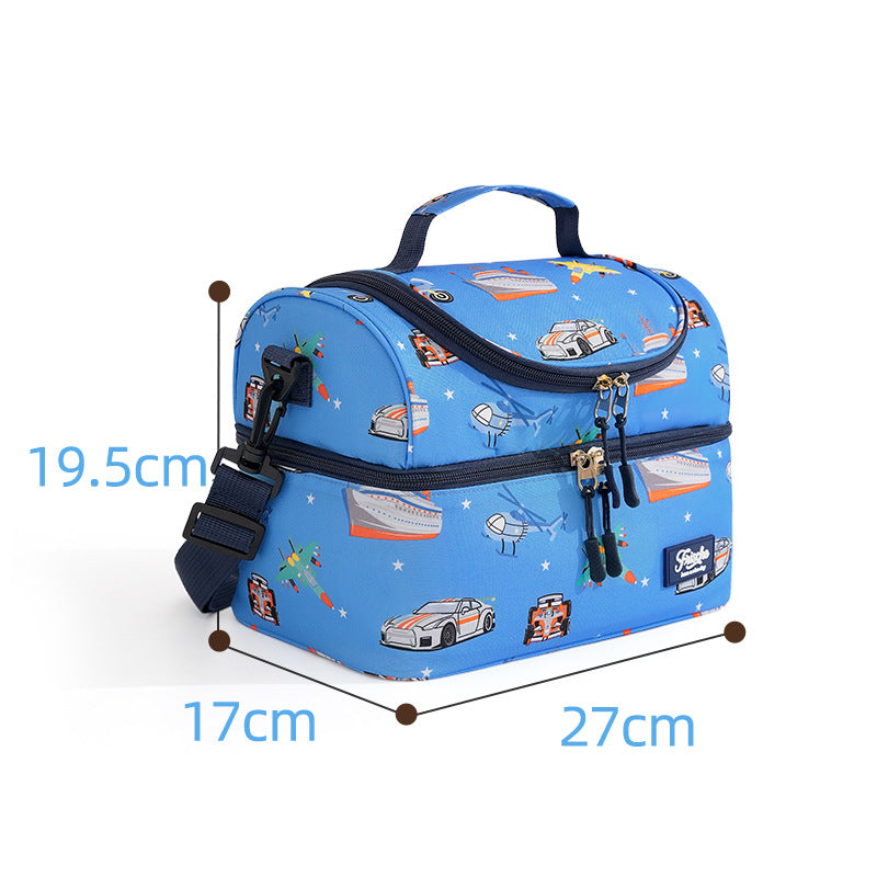 Runhui New Rainbow Double-Layer Lunch Bag Student Portable Lunch Box Bag Office Worker Lunch Bag Outdoor Insulation Bag