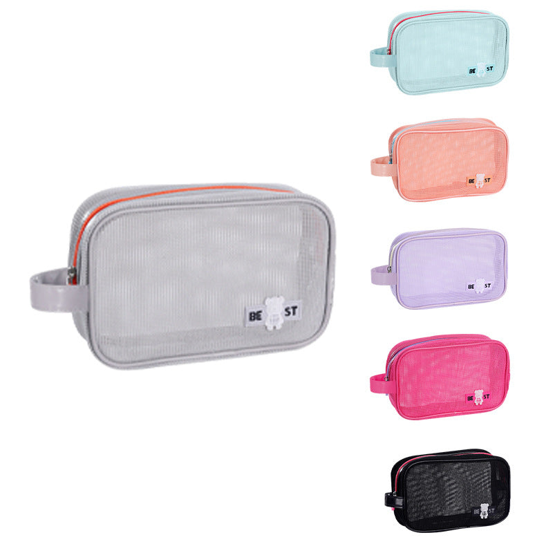 Portable Storage Bag, Travel Makeup Bag, Mesh Beach Bag, Large Capacity, Waterproof and Dirt-Resistant, Suitable for Daily Use
