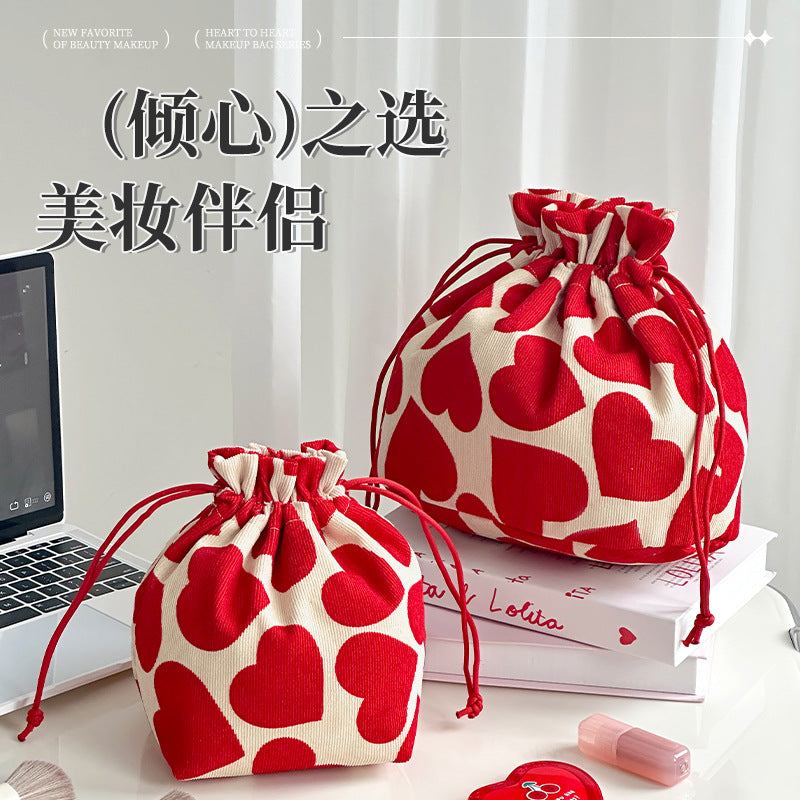 High-Value Aesthetic Handheld Makeup Bag, Large Capacity Cosmetic Storage Bag, Drawstring Closure Bag