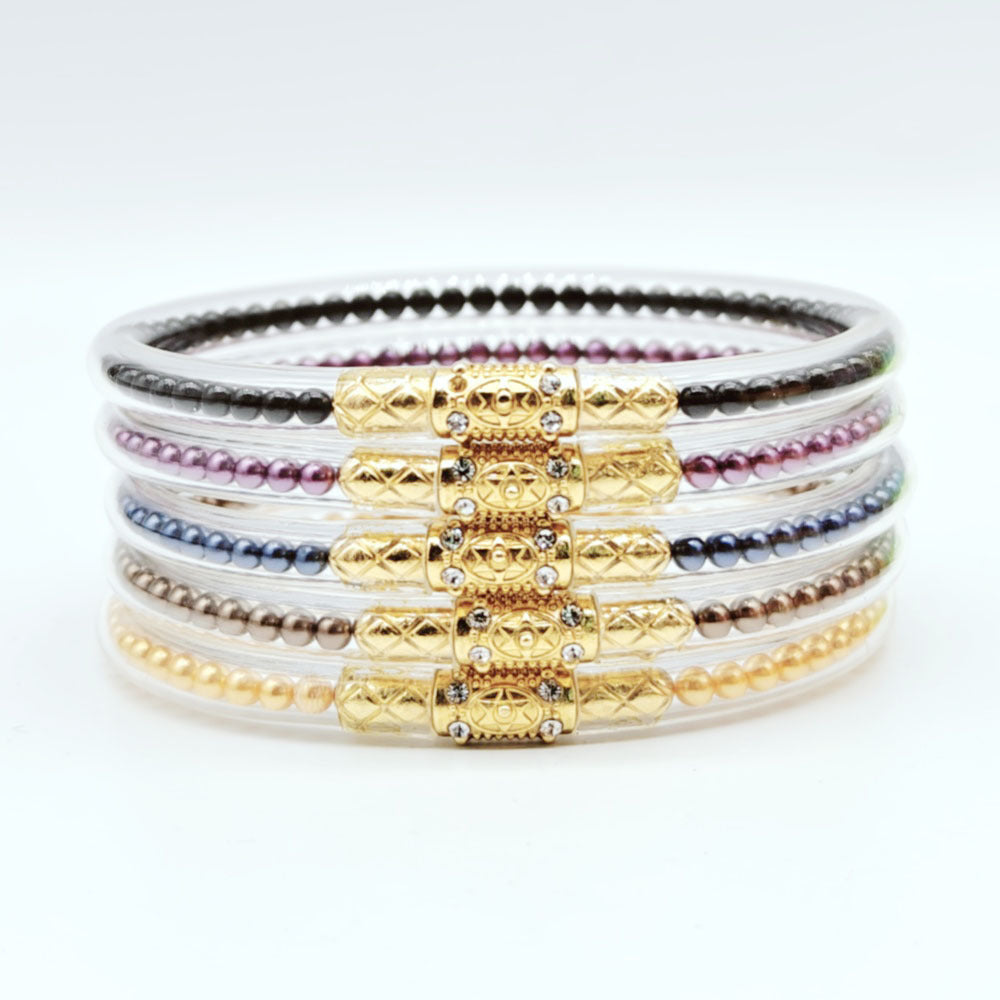 Alloy Rhinestone Plastic Silicone Tube Six-Pointed Star Pearl Bracelet Jelly Bangles Bracelet