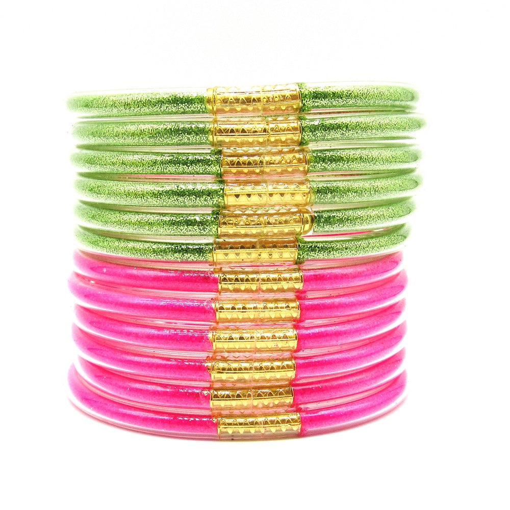 New 12-Layer Pvc Silicone Tube Gold Powder Bracelet Jelly Bangles Bracelet Women's Bracelet Mixed