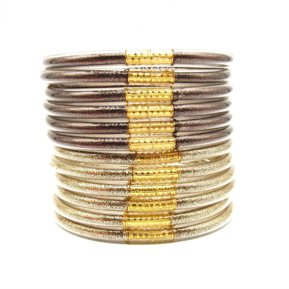 New 12-Layer Pvc Silicone Tube Gold Powder Bracelet Jelly Bangles Bracelet Women's Bracelet Mixed