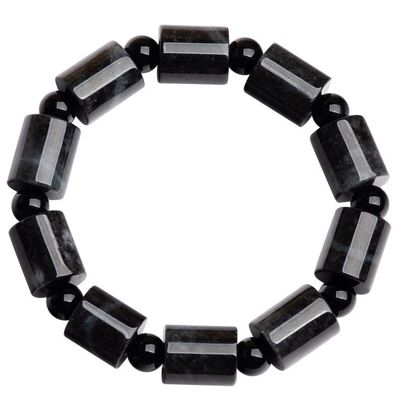 Genuine Natural Jade A-Grade Black Chicken Jade Fortune Bracelet Ice-Type Jade Beads Bracelet for Men and Women