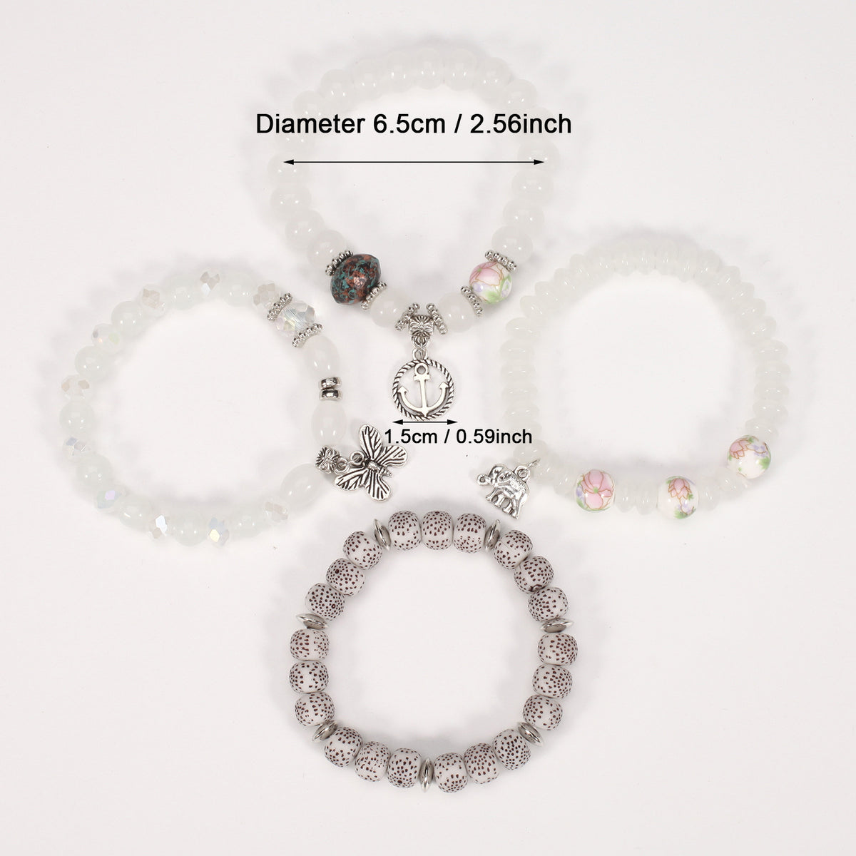 Bohemian Butterfly Ship Anchor Elephant Pendant Multi-layer Bracelet