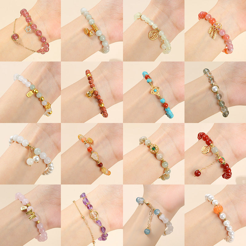 Jingdong Jewelry Natural Crystal Bracelet Jade New Chinese Style Fresh Tassel Bracelet for Girls and Best Friends Agate Bracelet