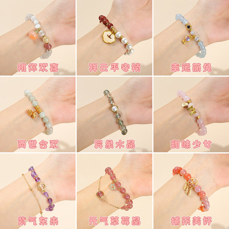 Jingdong Jewelry Natural Crystal Bracelet Jade New Chinese Style Fresh Tassel Bracelet for Girls and Best Friends Agate Bracelet