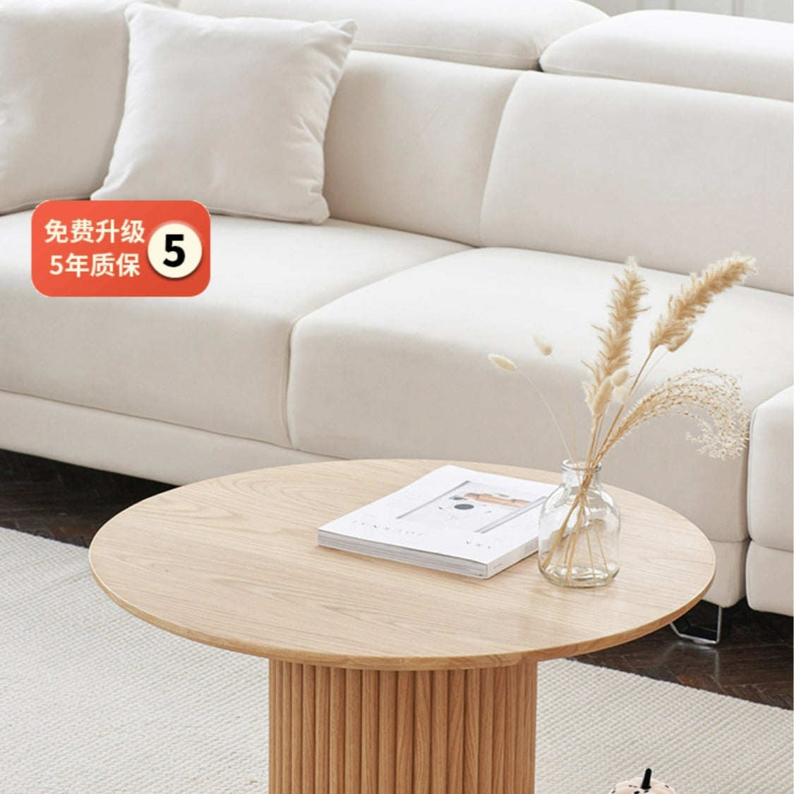 High-grade log style tea table small apartment living room minimalist creative round mid-ancient small tea table silent style tea table