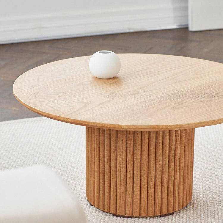 High-grade log style tea table small apartment living room minimalist creative round mid-ancient small tea table silent style tea table