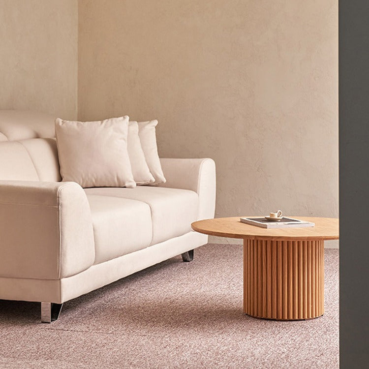 High-grade log style tea table small apartment living room minimalist creative round mid-ancient small tea table silent style tea table