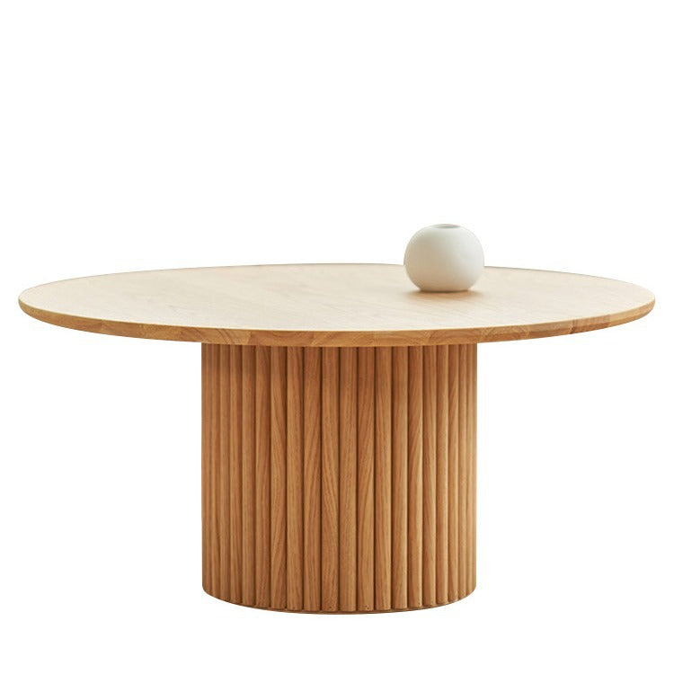High-grade log style tea table small apartment living room minimalist creative round mid-ancient small tea table silent style tea table