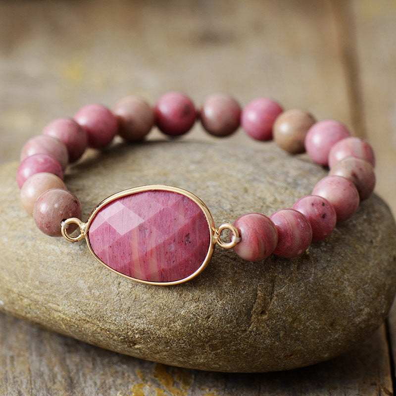 8mm Tiger Eye Stone red pattern elastic natural stone beaded bracelet