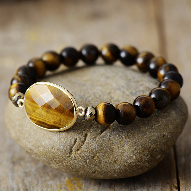 8mm Tiger Eye Stone red pattern elastic natural stone beaded bracelet