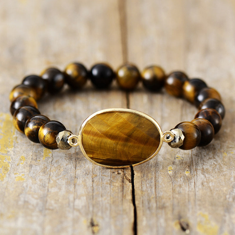 8mm Tiger Eye Stone red pattern elastic natural stone beaded bracelet