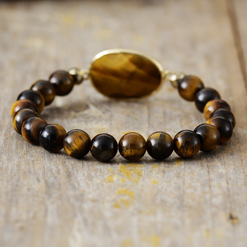 8mm Tiger Eye Stone red pattern elastic natural stone beaded bracelet