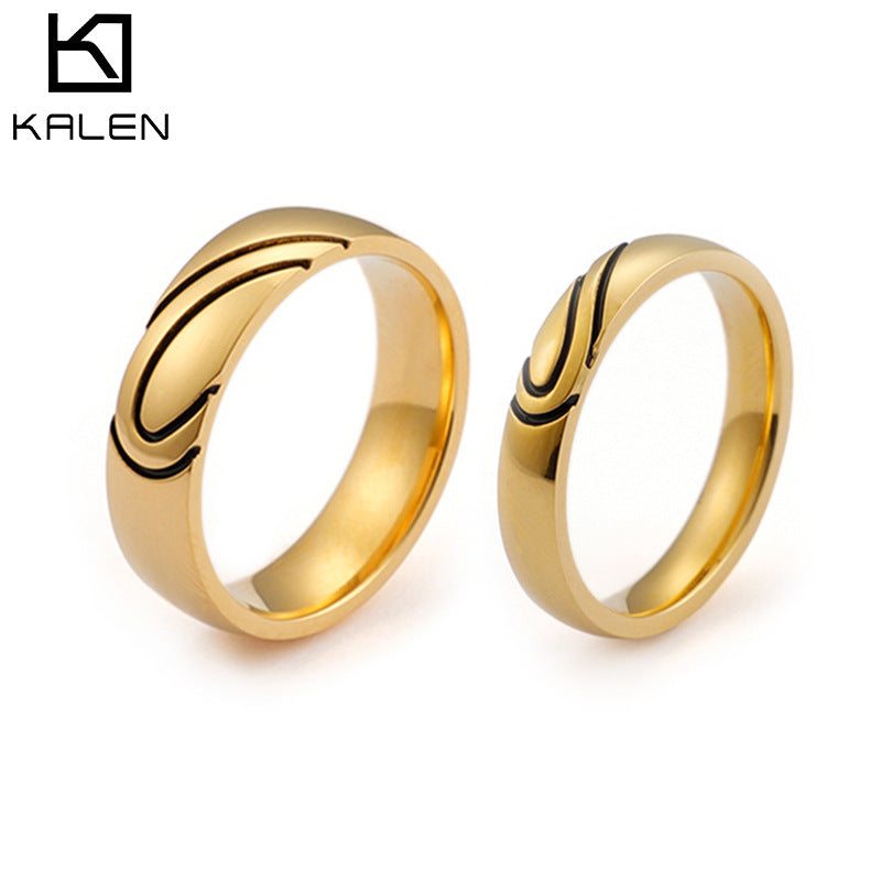 Qixi gift Korean style new titanium steel heart-shaped couple ring creative couple ring in stock wholesale