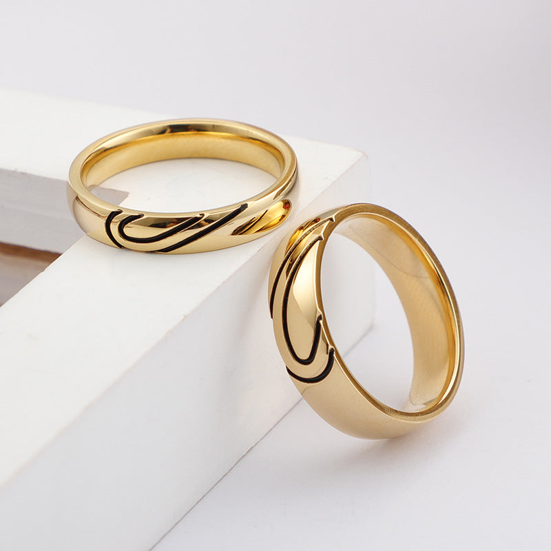 Qixi gift Korean style new titanium steel heart-shaped couple ring creative couple ring in stock wholesale