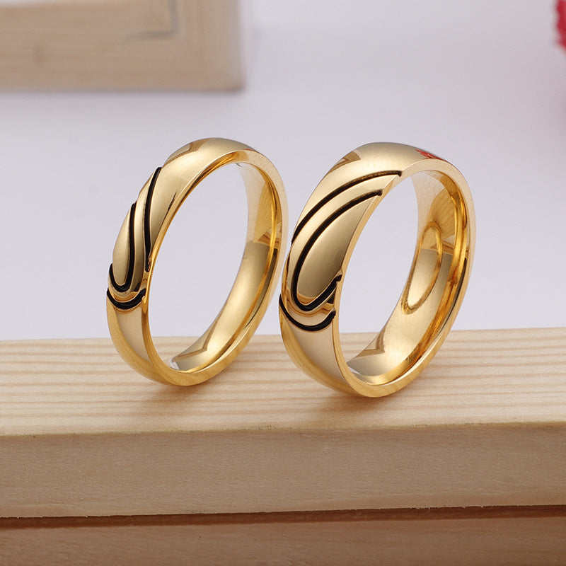 Qixi gift Korean style new titanium steel heart-shaped couple ring creative couple ring in stock wholesale