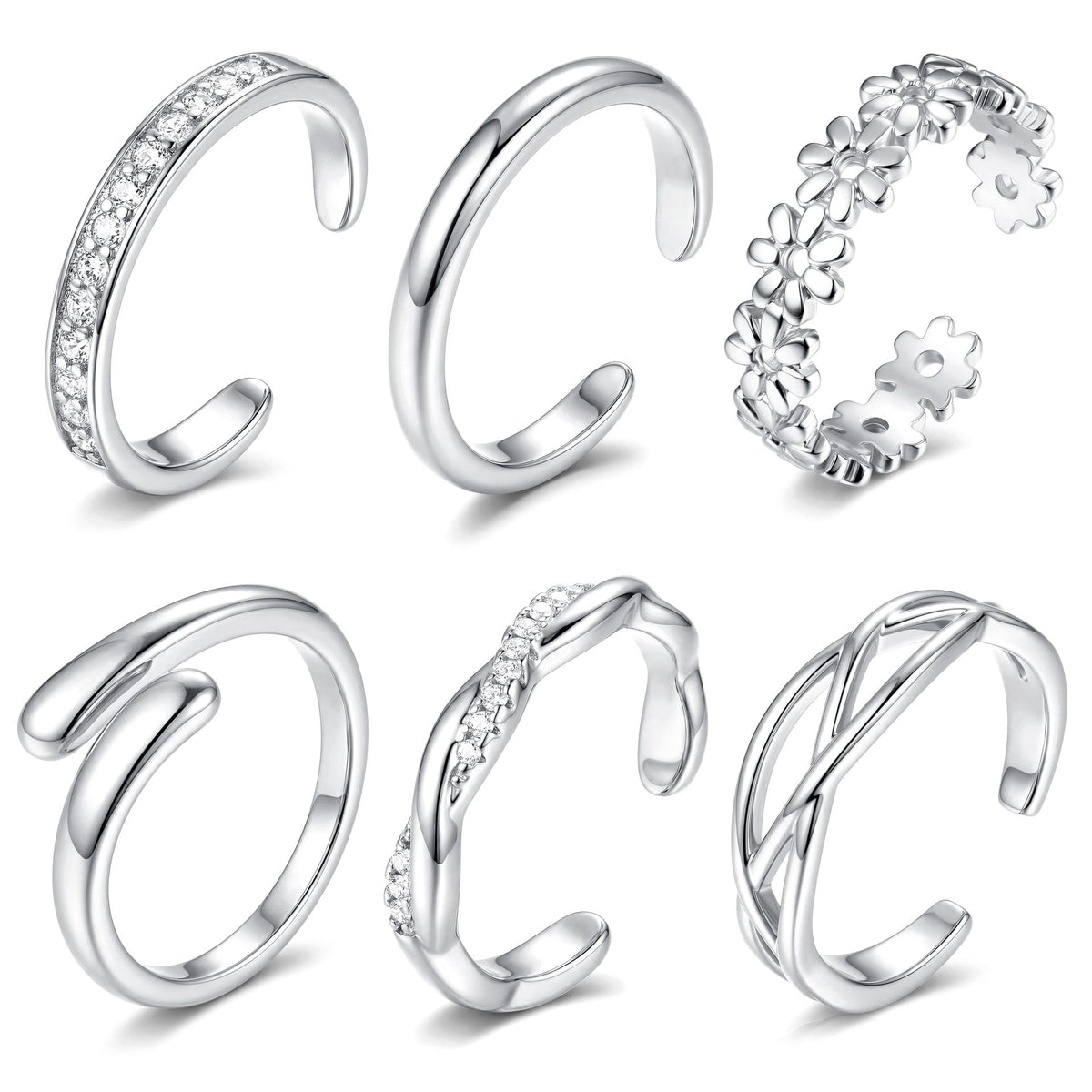 European and American Style Adjustable Toe Ring Set with Hollow Flower Design, Fashionable and Unique Foot Ring, Beach Vacation Accessory