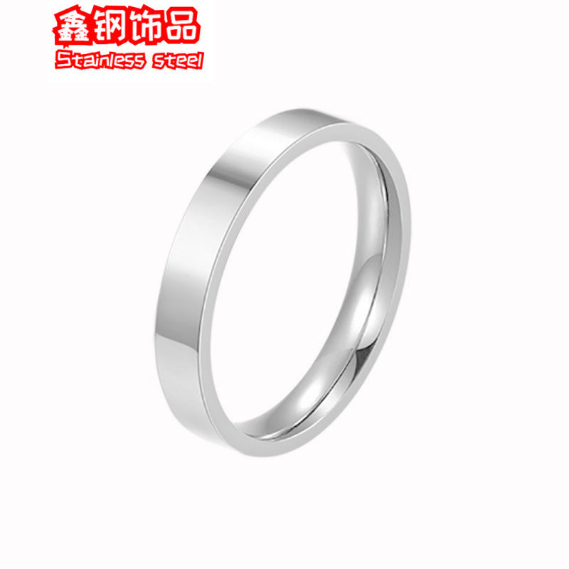 Fashion simple titanium steel smooth ring flat single self-discipline ring stainless steel lovers can't quit color jewelry