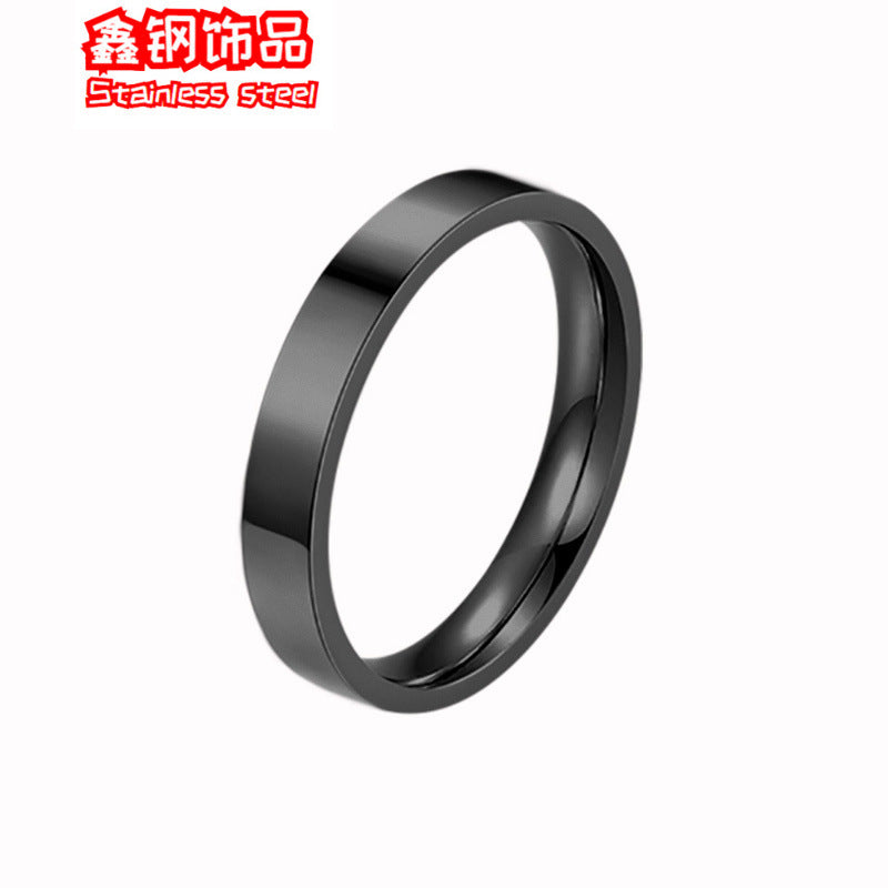 Fashion simple titanium steel smooth ring flat single self-discipline ring stainless steel lovers can't quit color jewelry