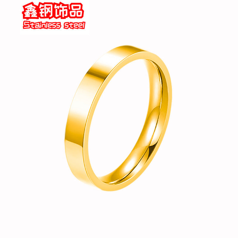 Fashion simple titanium steel smooth ring flat single self-discipline ring stainless steel lovers can't quit color jewelry