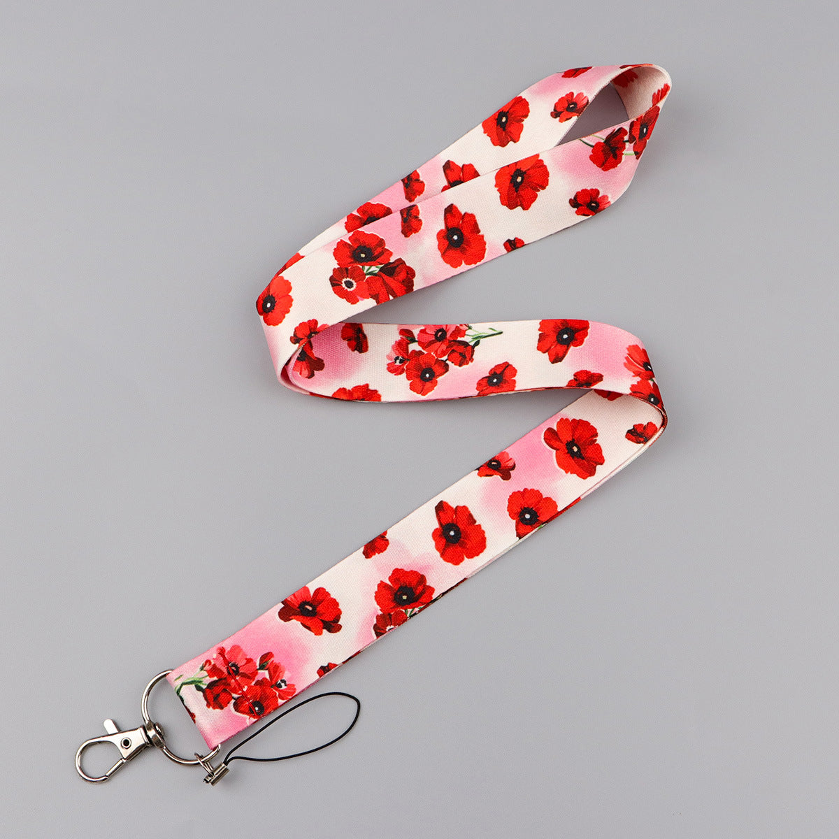 Flower-Themed Phone Lanyard Card Holder Keychain Bus Card Student Card Work Id Sliding Cover Hard Shell Lanyard Card Holder