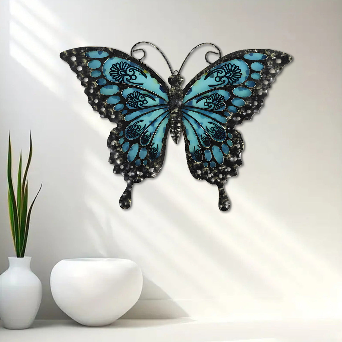 Turquoise Blue and Black Wings Design Farmhouse Style Interior for Living Room Bedroom Porch and Office