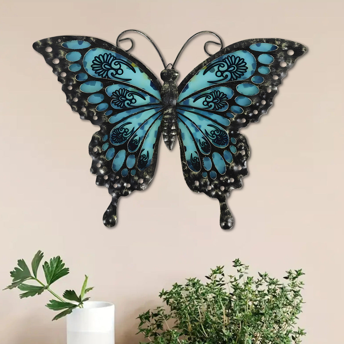 Turquoise Blue and Black Wings Design Farmhouse Style Interior for Living Room Bedroom Porch and Office