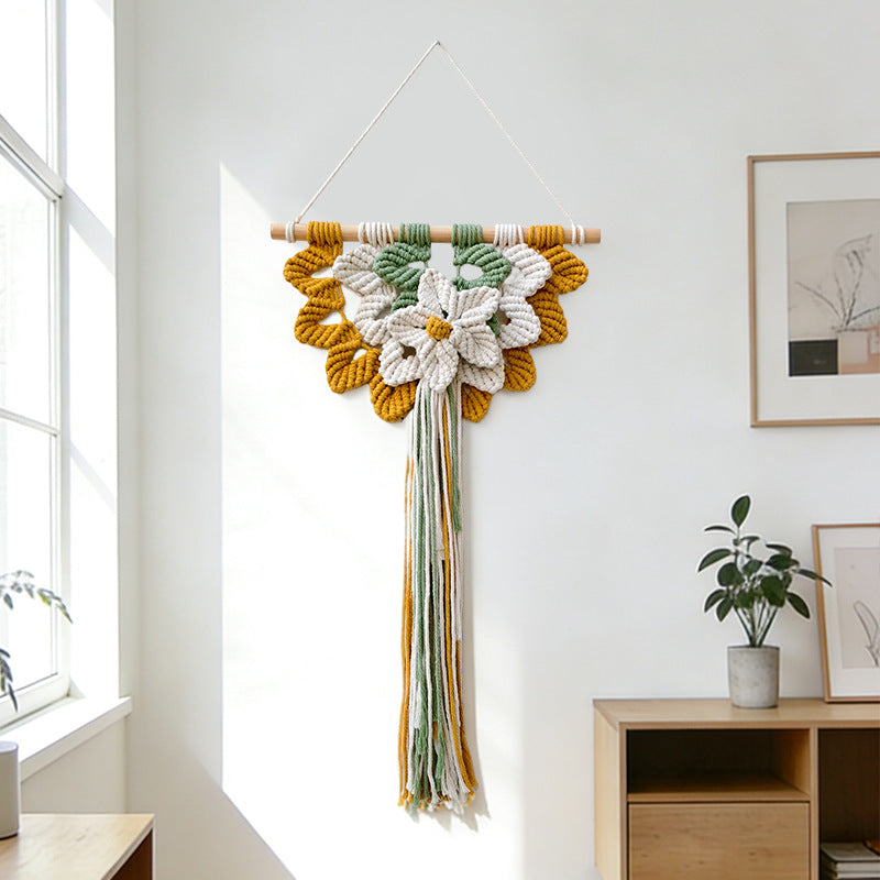 Cross-Border New Product Handmade Cotton Rope Woven Shell Tapestry Nordic Style B&B Living Room Bedroom Wall Decoration Tapestry
